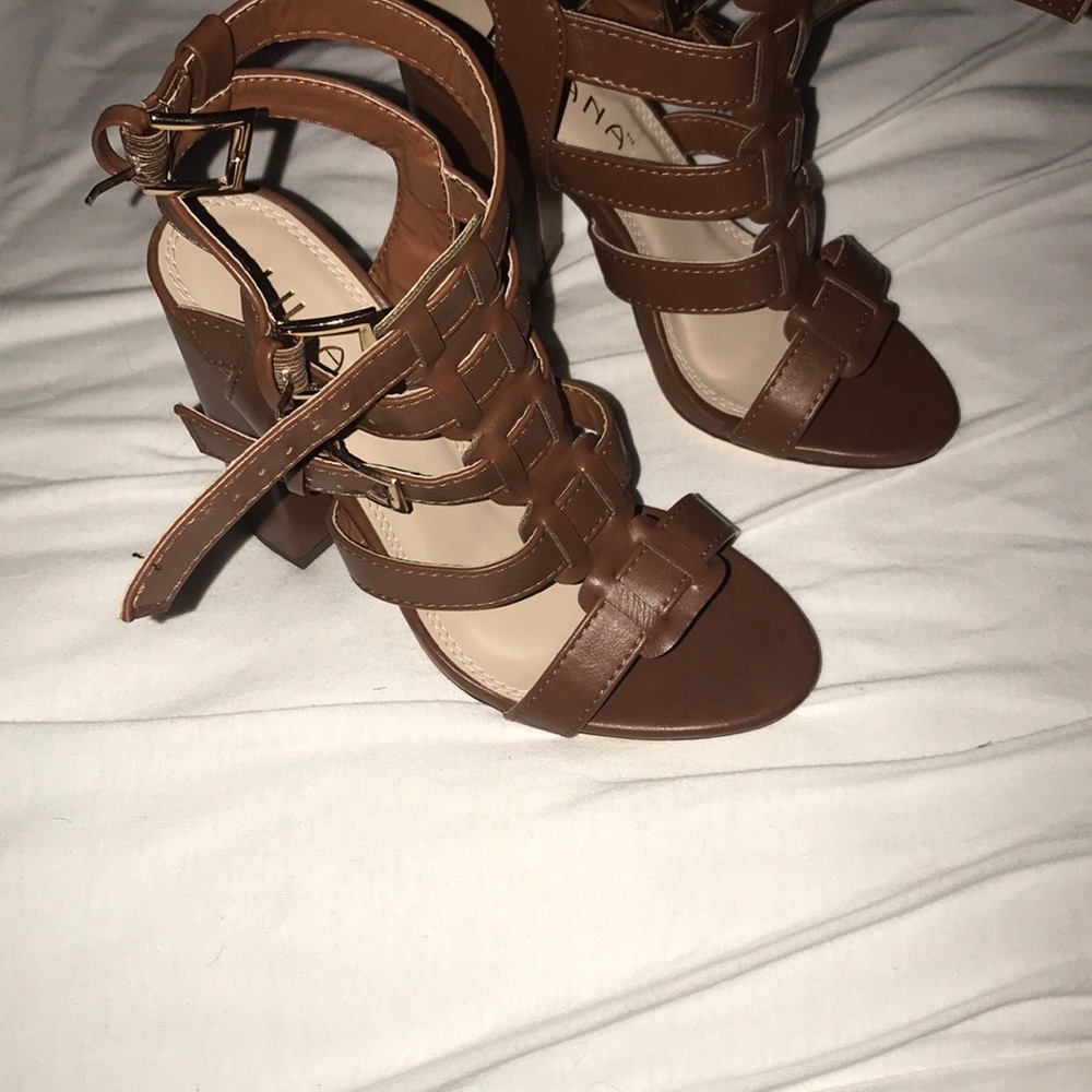 Fashion Nova “Part of me Heels” in Cognac